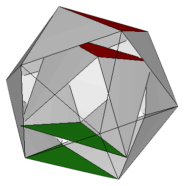 Octaedro con caras paralelas dentro del icosaedro en el modelo de Moon